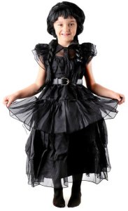 STRÓJ CZARNA SUKIENKA BALOWA WEDNESDAY ADDAMS 110 4