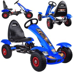 Niebieski sportowy GOKART na pedały dla dzieci 50kg Pompowane koła SP0209 EDUKAMP 1