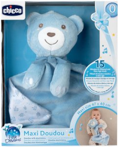 Pluszowy miś z kocykiem 47x40 MAXI DOUDOU niebieski Chicco 4