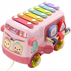 Interaktywny autobus sorter cymbałki grzechotki 4R 15