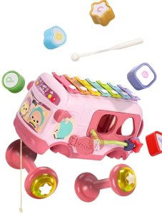 Interaktywny autobus sorter cymbałki grzechotki 4R 19