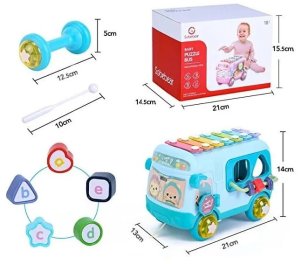 Interaktywny autobus sorter cymbałki grzechotki 4R 26