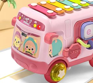 Interaktywny autobus sorter cymbałki grzechotki 4R 10