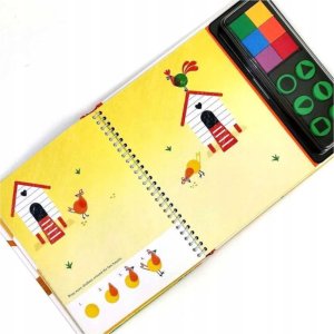 Książka aktywizująca do malowania stemplami stemple zwierzęta 6 farb K-1 8