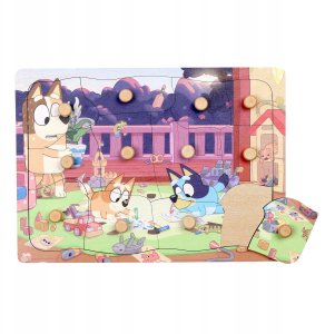 Drewniana układanka puzzle z uchwytami 12 elem. Bluey zabawka dla dzieci 1