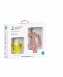 Matchstick Monkey Banana & Monkey Teether Set Pink 1