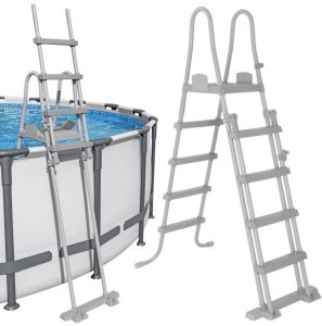 Bestway bezpieczna antypoślizgowa metalowa Drabinka do basenu 132cm 58332 EDUKAMP 1