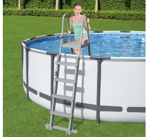 Bestway bezpieczna antypoślizgowa metalowa Drabinka do basenu 132cm 58332 EDUKAMP 2