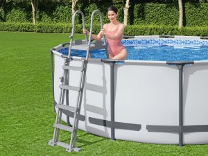 Bestway bezpieczna antypoślizgowa metalowa Drabinka do basenu 132cm 58332 EDUKAMP 6