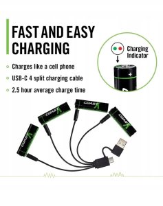 1x4 Coast Zithion-X Mignon AA Akku, USB-C Ladeanschl 3