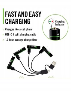 Coast 1x4 Zithion-X Micro AAA akumulator USB-C gniazdo ładowania 4