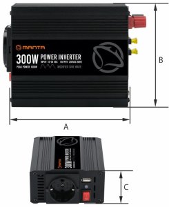 Przetwornica samochodowa 12V/24V na 230V 300/600W Manta MPI300M 8