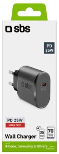 Ładowarka sieciowa SBS TETR1CPD25 25W USB-C z Power Delivery - czarna 2