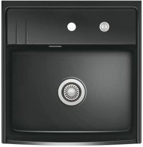 Systemceram Kentro 60 zlewozmywak ceramiczny, Nero, korek manualny 1