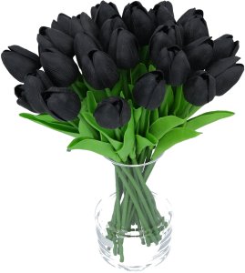 TULIPANY silikonowe na stroik WIELKANOC tulipan do wazonu KWIATY czarne 1