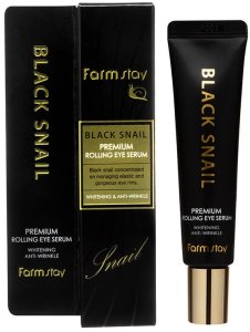 Koreańskie serum pod oczy FARMSTAY BLACK SNAIL z ekstraktem ze śluzu czarnego ślimaka, 25 ml 1