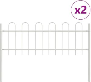 Ogrodzenie vidaXL Zestaw 2 szt. Białe Stal malowana proszkowo 2