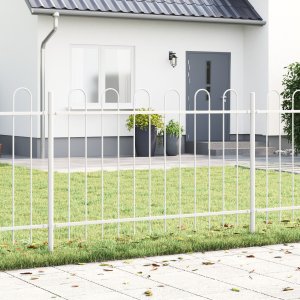 vidaXL Ogrodzenie ogrodowe Zestaw 7 Białe Stal 0.8m x 11.9m Wytrzymałe 1
