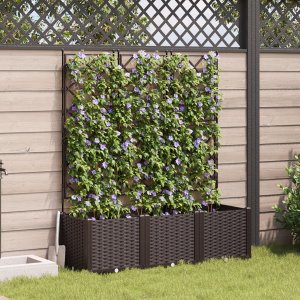 vidaXL Donice Ogrodowe Brązowy Plastik 120 x 40 x 143 cm Trwały 1