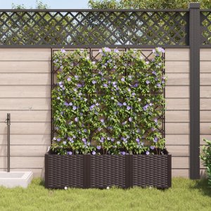 vidaXL Donice Ogrodowe Brązowy Plastik 120 x 40 x 143 cm Trwały 3
