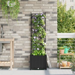 vidaXL Donice ogrodowe Czarne Plastikowe 40 x 40 x 143 cm 1