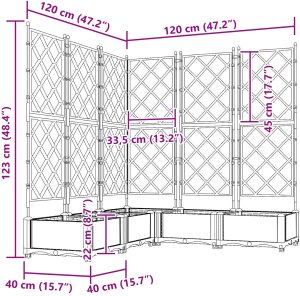 vidaXL Donice Ogrodowe Szare Plastikowe 120 x 120 x 125,5 cm 7