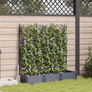 vidaXL Donice ogrodowe Szare Plastik 120 x 40 x 125.5 cm 1