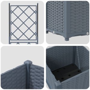 vidaXL Donice ogrodowe Jasnoszary Plastik 40 x 40 x 143 cm Donice 7