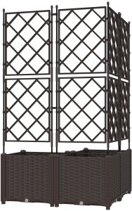 vidaXL Donice ogrodowe Brązowy Plastikowy 80 x 80 x 143 cm 5