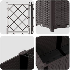 vidaXL Donice ogrodowe Brązowy Plastikowy 80 x 80 x 143 cm 6