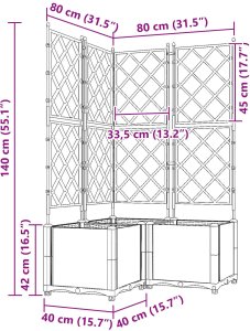 vidaXL Donice ogrodowe Brązowy Plastikowy 80 x 80 x 143 cm 7
