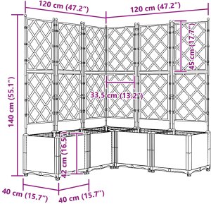 vidaXL Donice ogrodowe Brązowy Plastikowy 120 x 120 x 143 cm 7