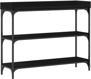 vidaXL Stolik konsolowy Czarny dąb Drewno inżynieryjne i metal Standardowy 2