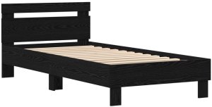 vidaXL Rama łóżka Czarna dębowa Płyta wiórowa 90 x 200 cm Prosta 3