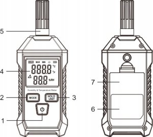 HIGROMETR WILGOTNOŚCIOMIERZ MIERNIK WILGOTNOŚCI I TEMPERATURY POWIETRZA LCD 8