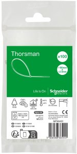 Schneider Electric IMT46401, Releasable cable tie, Polyamide, Transparent, White, 3 - 20.5 mm, 80 N, 1 head(s) 1