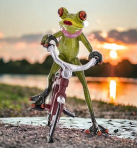 Figurka dekoracyjna Żaba Lubię Rower i Ciebie 7