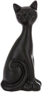 Figurka Kot Ceramika czarna ozdoba do Wnętrz 20cm x 9cm x 6,5cm 1