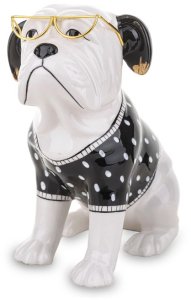 Figurka cermiczna psa Bulldoga w okularach 1
