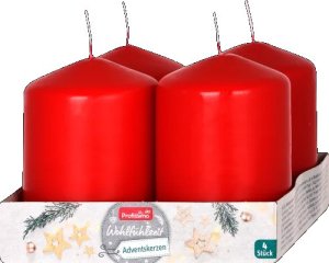 Świeca Premium KPl 4 szt Kolor Czerwony 10 cm 32 h 1