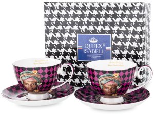 Filiżanki Porcelanowe Z Podstawkami W Pepitkę W Pudełku 1