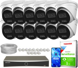 Zestaw do monitoringu 12x IPCAM-T6-30DL DS-7616NXI-K2/16P(D) 6Mpx Smart Hybrid-Light 30m HiLook Hikvision 1