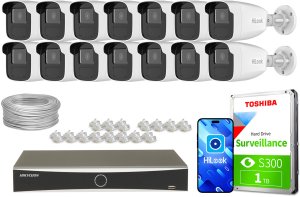 Zestaw do monitoringu 14x IPCAM-B4-50IR 1x DS-7616NXI-K2/16P(D) IR 50m 4Mpx HiLook by Hikvision 1