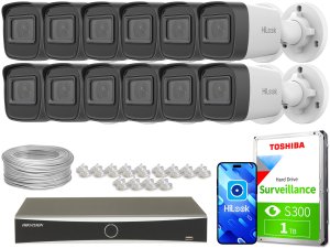Zestaw do monitoringu 12x IPCAM-B4-P DS-7616NXI-K2/16P(D)  2K+, PoE, IR 20m, H.265+ HiLook Hikvision 1