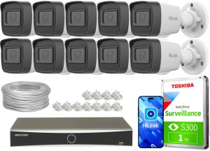 Zestaw do monitoringu 10x IPCAM-B4-P DS-7616NXI-K2/16P(D)  2K+, PoE, IR 20m, H.265+ HiLook Hikvision 1