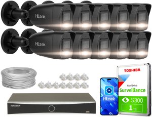 Zestaw do monitoringu 10x IPCAM-B4-30DL DS-7616NXI-K2/16P(D) Black 4Mpx Hybrid Light 20m/30m MD 2.0 HiLook Hikvision 1