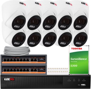 Zestaw do monitoringu IP KEEYO 10x LV-V-IP4M25DF-B 4Mpx, PoE, IR 25m, Audio, AI 1