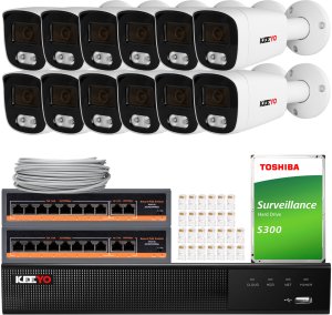 Zestaw do monitoringu IP KEEYO 12x LV-V-IP5M25TF-B-II 5Mpx, IR 25m, Audio, AI, Sony Starvis 1