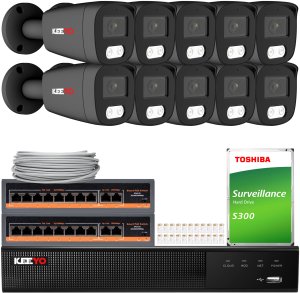 Zestaw do monitoringu KEEYO 10x LV-V-IP5M25TF-DL-G 5Mpx, hybrydowe doświetlenie IR/LED 1