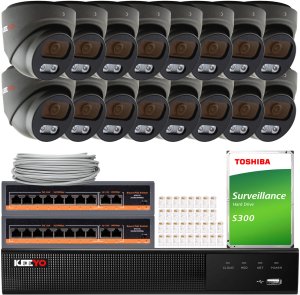 Zestaw do monitoringu KEEYO 16x LV-V-IP5M25DF-DL-G 5Mpx, hybrydowe doświetlenie IR/LED 1